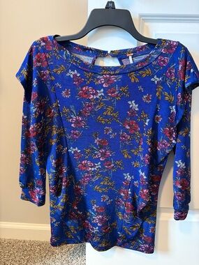 Free People - Blue Floral Boatneck Women's Top - XS